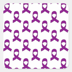 Purple Ribbon Pattern Square Sticker