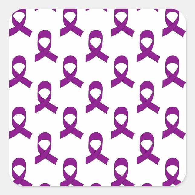 Purple Ribbon Pattern Square Sticker (Front)