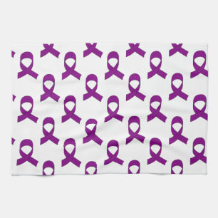 Purple Ribbon Pattern Tea Towel