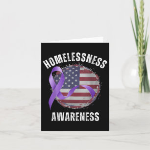Purple Ribbon Retro Grunge Usa Flag Homelessness A Card