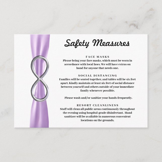 Purple Ribbon Silver Infinity Safety Measures Enclosure Card (Front)