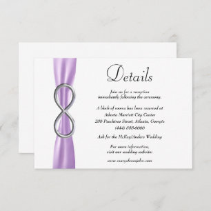 Purple Ribbon Silver Infinity Wedding Details Enclosure Card