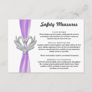 Purple Ribbon Silver Swans Safety Measures Enclosure Card