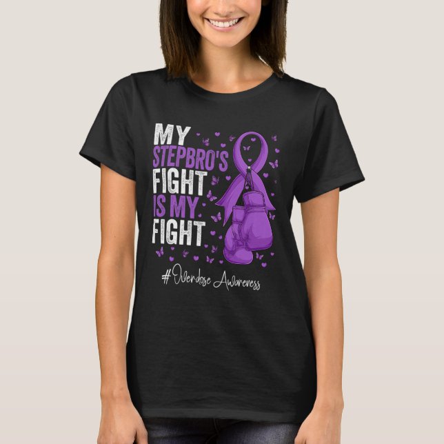 Purple Ribbon Stepbrother Overdose Awareness  T-Shirt (Front)