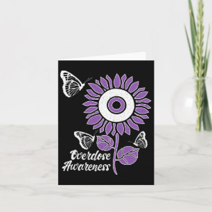 Purple Ribbon Sunflower Butterfly Overdose Awarene Card