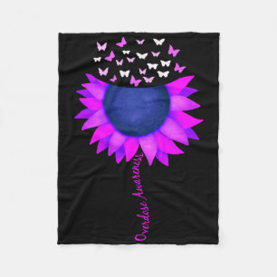 Purple Ribbon Sunflower Butterfly Overdose Awarene Fleece Blanket