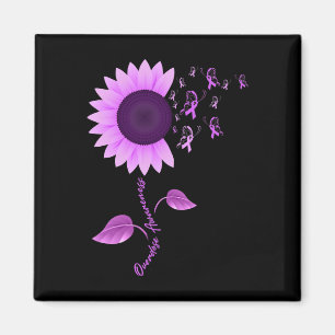 Purple Ribbon Sunflower Butterfly Overdose Awarene Magnet