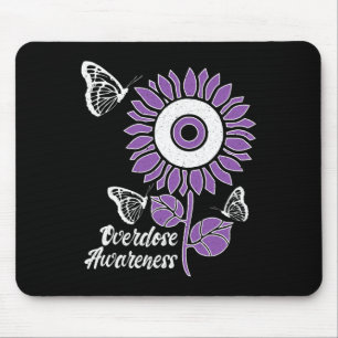 Purple Ribbon Sunflower Butterfly Overdose Awarene Mouse Pad