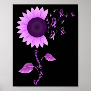 Purple Ribbon Sunflower Butterfly Overdose Awarene Poster