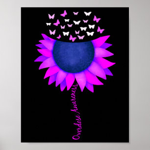 Purple Ribbon Sunflower Butterfly Overdose Awarene Poster