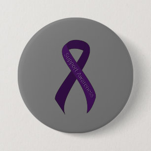 Purple Ribbon Support Awareness 7.5 Cm Round Badge