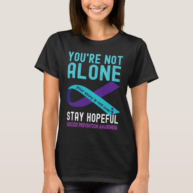 Purple Ribbon Support Suicide Prevention Awareness T-Shirt (Front)