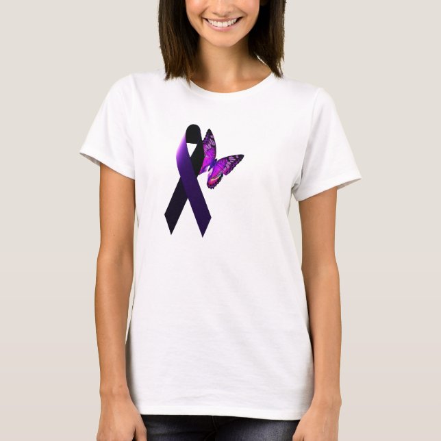Purple Ribbon Supporting Epilepsy Awareness T-Shirt (Front)