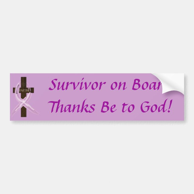 Purple Ribbon Survivor on Board bumper sticker (Front)
