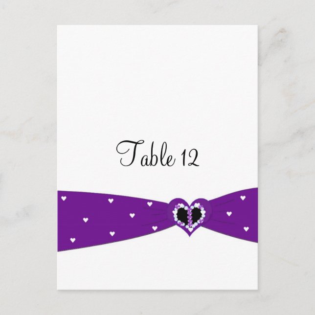 Purple Ribbon Table Seating Card (Front)
