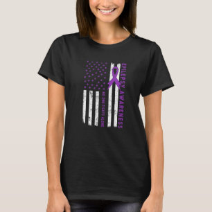 Purple Ribbon US Flag Epileptic Epilepsy Awareness T-Shirt