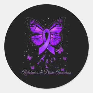 Purple Ribbon Warrior Alzheimerheimer Brain Awaren Classic Round Sticker
