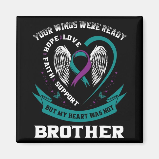 Purple Ribbon Wing Suicide Awareness Prevention Br Magnet (Front)