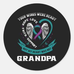 Purple Ribbon Wing Suicide Awareness Prevention Gr Classic Round Sticker