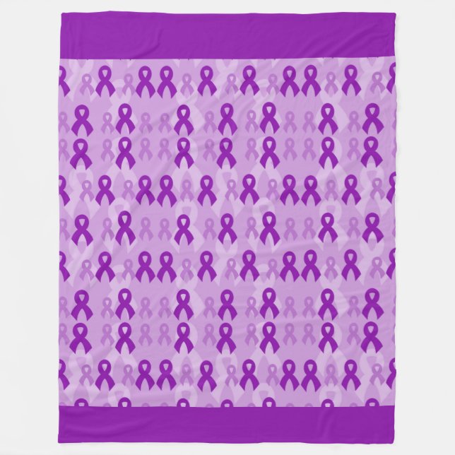 Purple Ribbons...Fibro Fleece Blanket (Front)