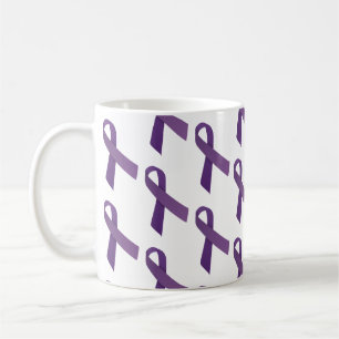 Purple Ribbons Tiled Pattern Coffee Mug