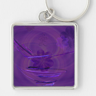 Purple Rice Bowl Abstract Art Key Ring