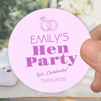Purple Rings Hen Party Classic Round Sticker