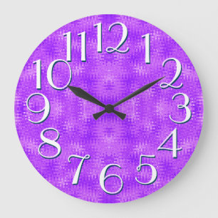 Purple Ripple Pattern Elegant Oversize Numbers Large Clock