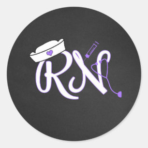 Purple RN nurse favour sticker / envelope seal