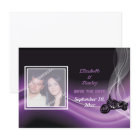 Purple road biker wedding Save the Date photo card