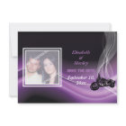 Purple road biker wedding Save the Date photo card