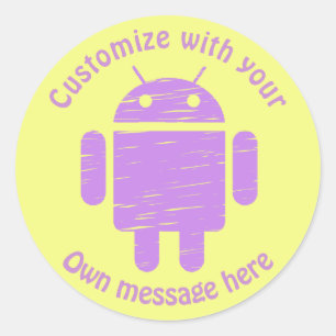 Purple Robot Custom Kids Birthday Classic Round Sticker
