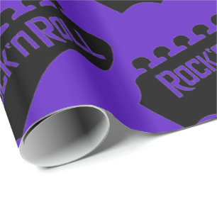 Purple Rock and Roll Guitar Pattern Wrapping Paper
