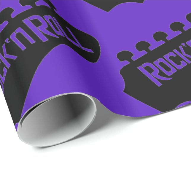 Purple Rock and Roll Guitar Pattern Wrapping Paper (Roll Corner)