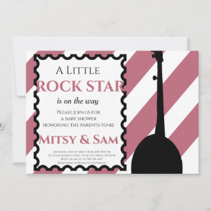Purple Rock Star Rock a Bye Baby Shower Invitation