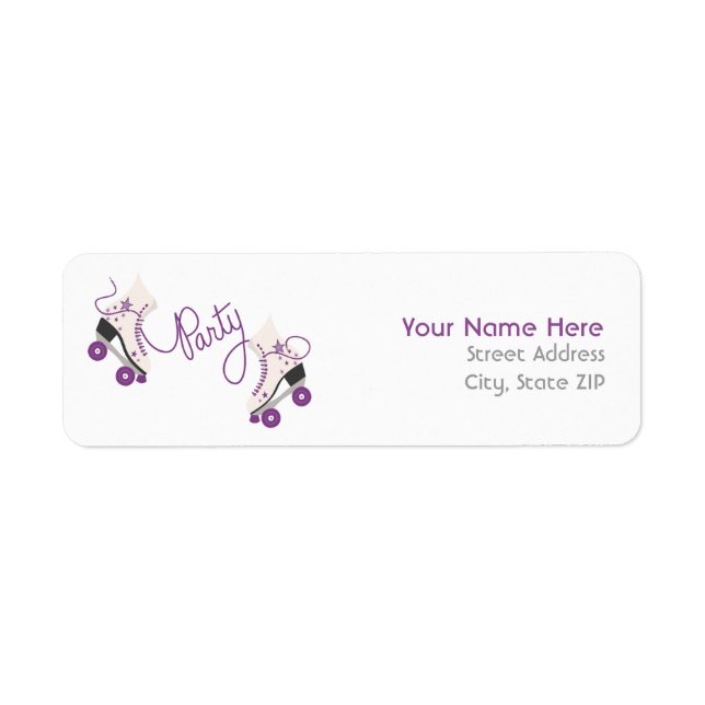 Purple Roller Skates Birthday Party Address Labels (Front)