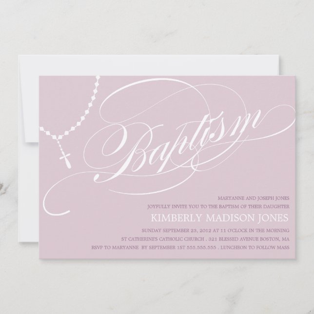 PURPLE ROSARY BEADS | BAPTISM INVITATION (Front)