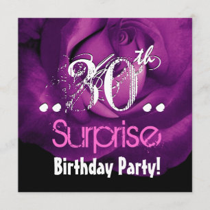 Purple Rose 30th Surprise Birthday Ver 001 Invitation