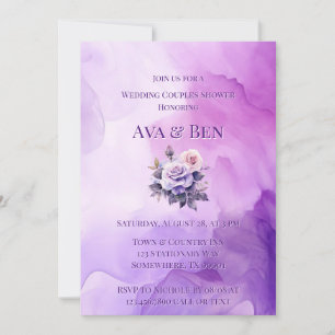 Purple Rose Alcohol Garden Wedding Couples Shower Invitation