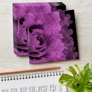 Purple Rose and Hearts Square Envelope