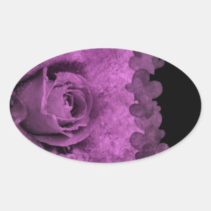 Purple Rose and Hearts Sticker