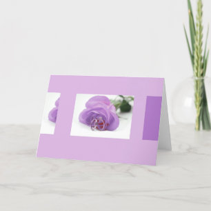 Purple rose and wedding rings card