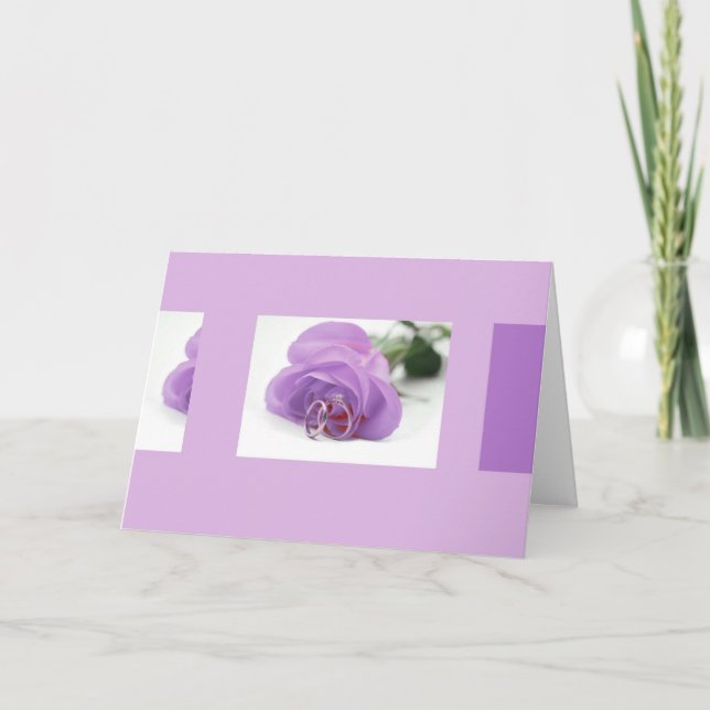 Purple rose and wedding rings card (Front)