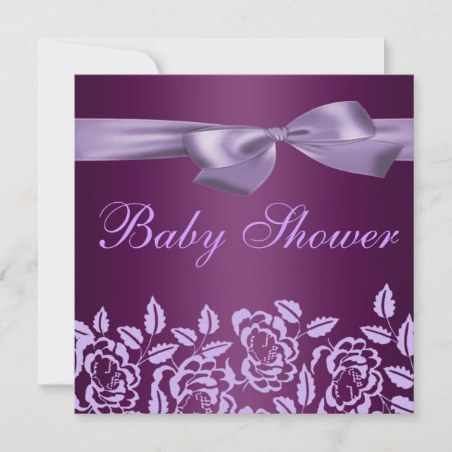 Purple Rose Baby Shower Invitation (Front)