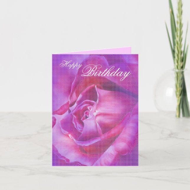Purple Rose Birthday Card (Front)