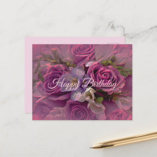 Purple Rose Birthday Postcard