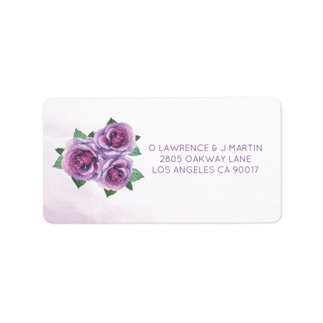 Purple Rose Bouquet Floral Label (Front)