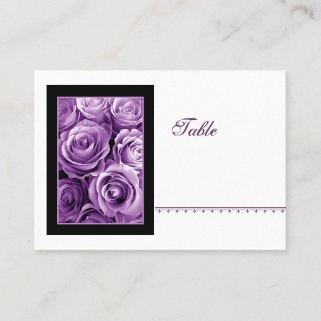 PURPLE Rose Bouquet Place Card - Wedding Reception (Front)