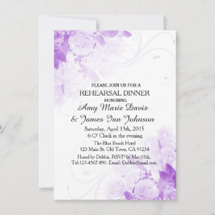 Purple rose bouquet rehearsal dinner invites vr4