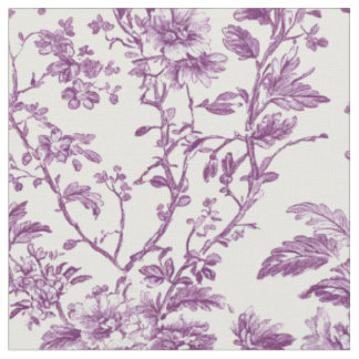 Purple Rose Branch Toile Fabric